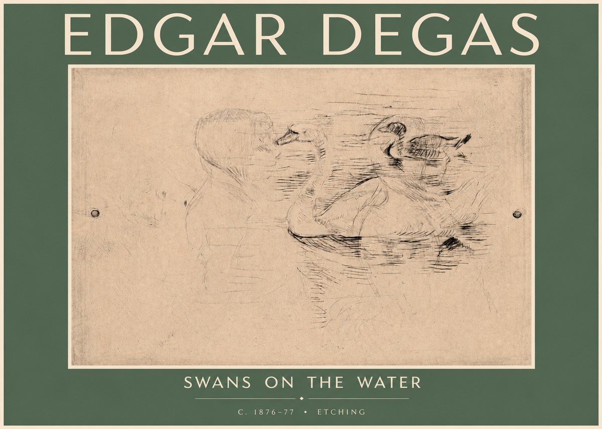 Edgar Degas Swans on the Water No4 - Poster