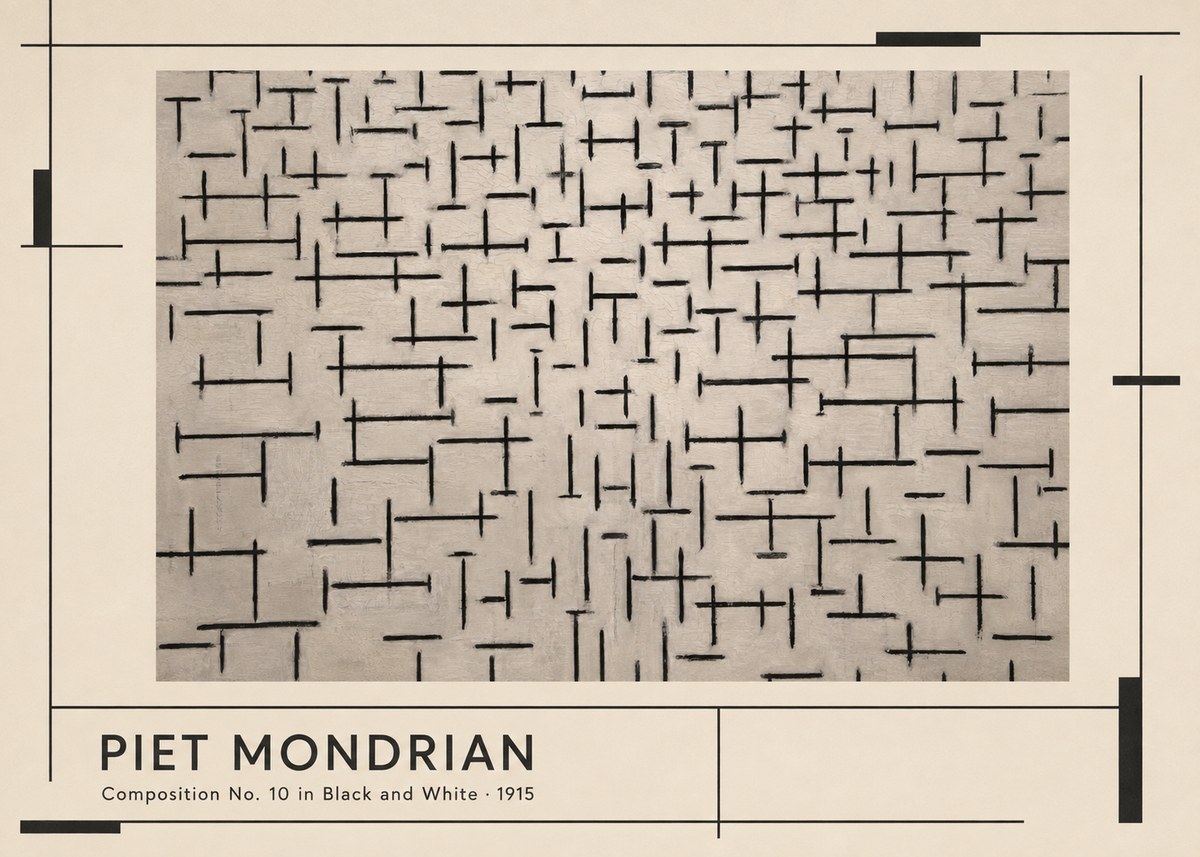 Piet Mondrian Composition No. 10 in Black and White No1 - Poster