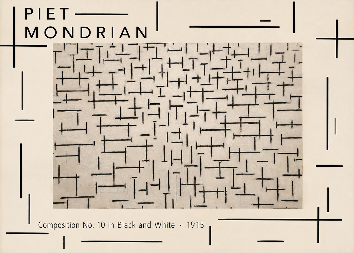 Piet Mondrian Composition No. 10 in Black and White No4 - Poster