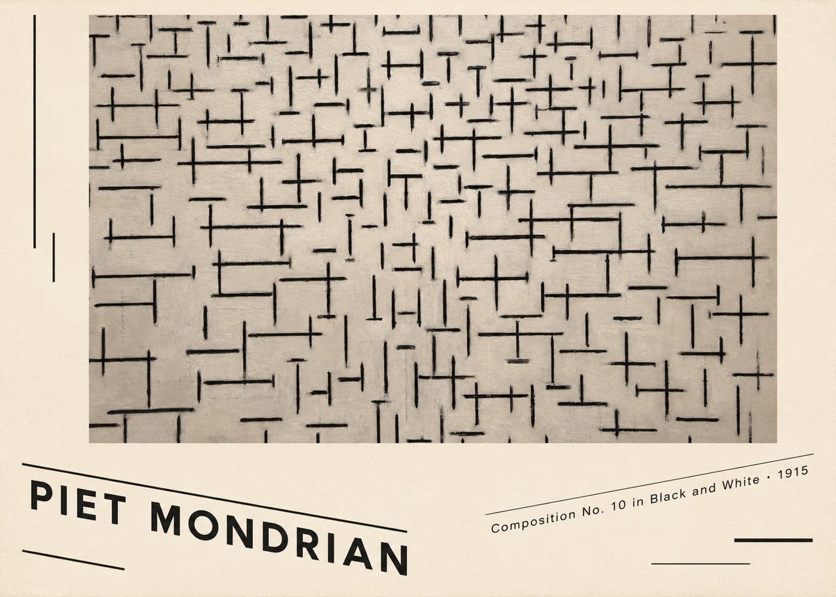 Piet Mondrian Composition No. 10 in Black and White No6 - Poster
