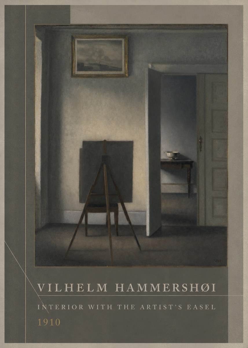 Vilhelm Hammershøi Interior with the Artist's Easel II No2 - Poster