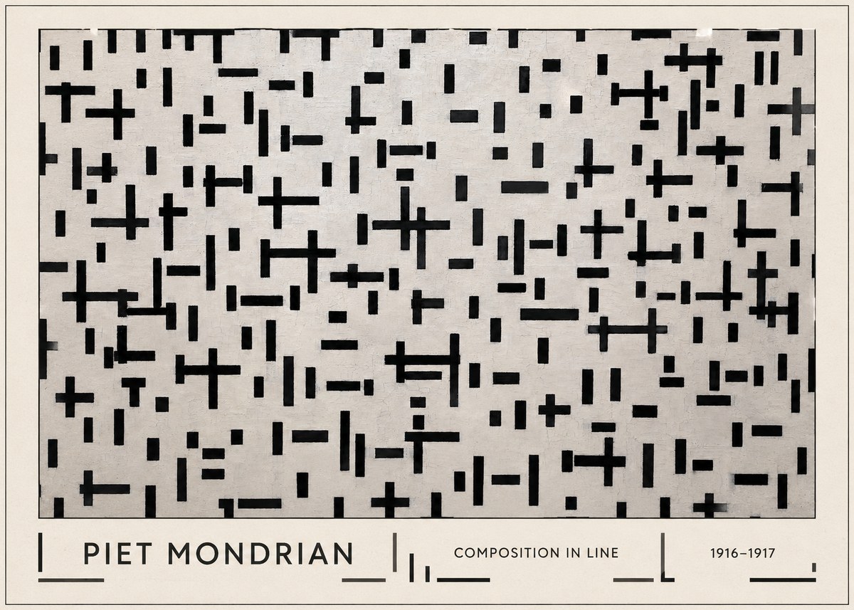 Piet Mondrian Composition in Line No1 - Poster