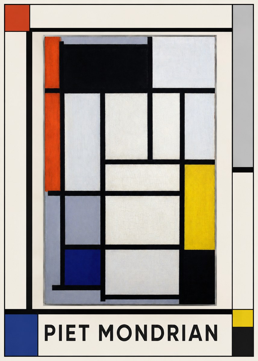 Piet Mondrian Composition with Red, Blue and Yellow No1 - Poster