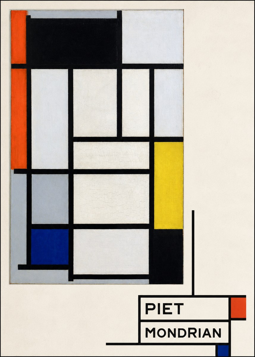 Piet Mondrian Composition with Red, Blue and Yellow No4 - Poster