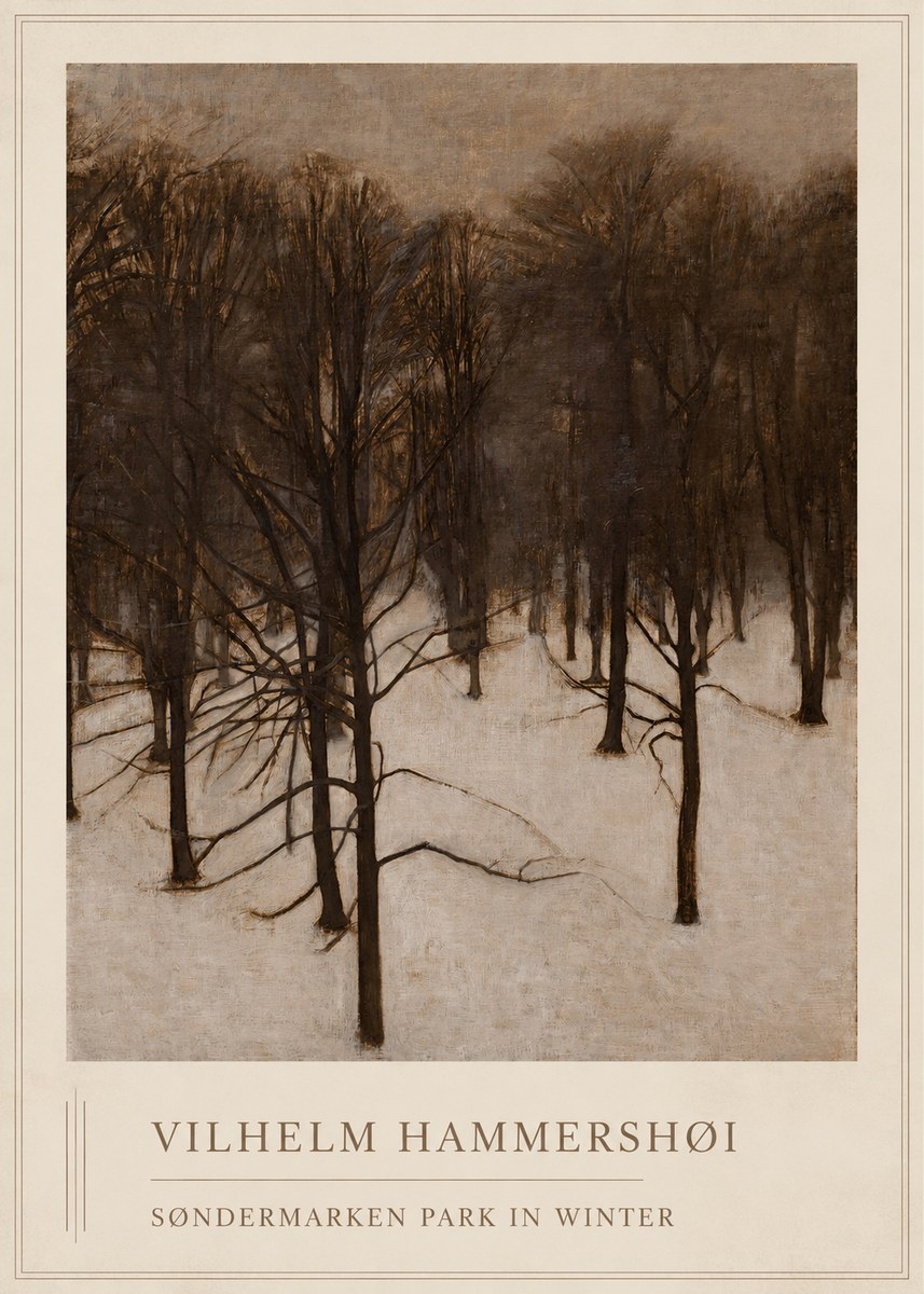 Vilhelm Hammershøi Søndermarken Park in Winter No1 - Poster