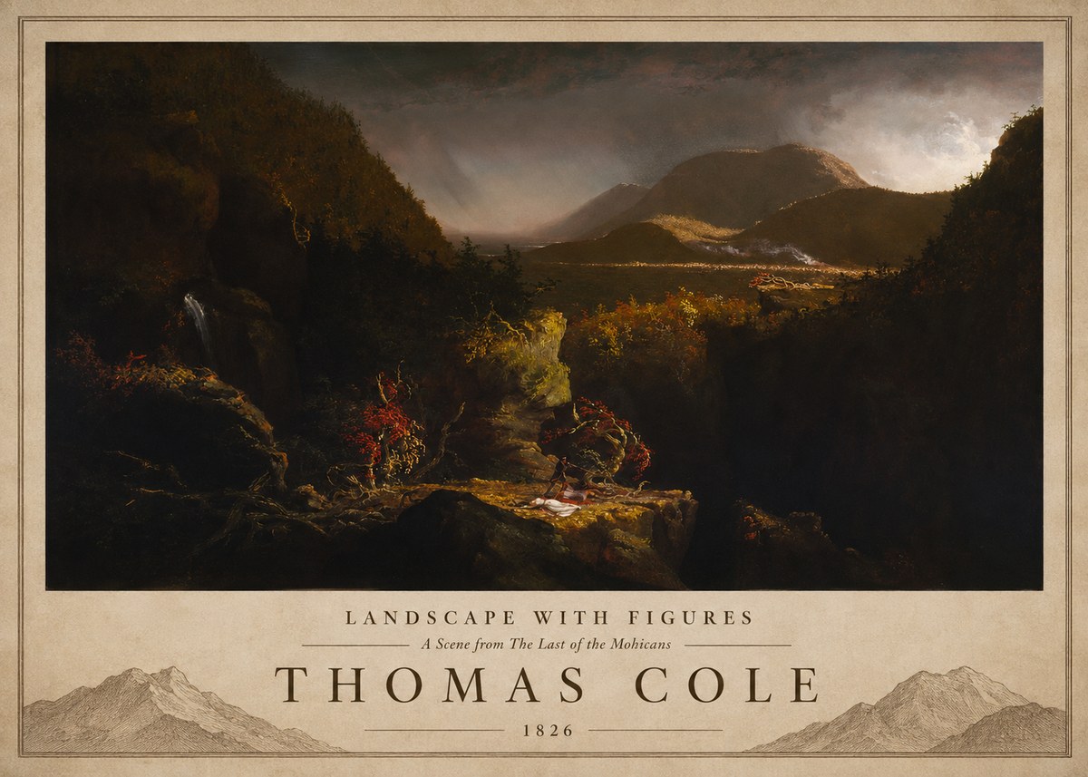 Thomas Cole Landscape with Figures: a Scene from the Last of the Mohicans No3 - Poster