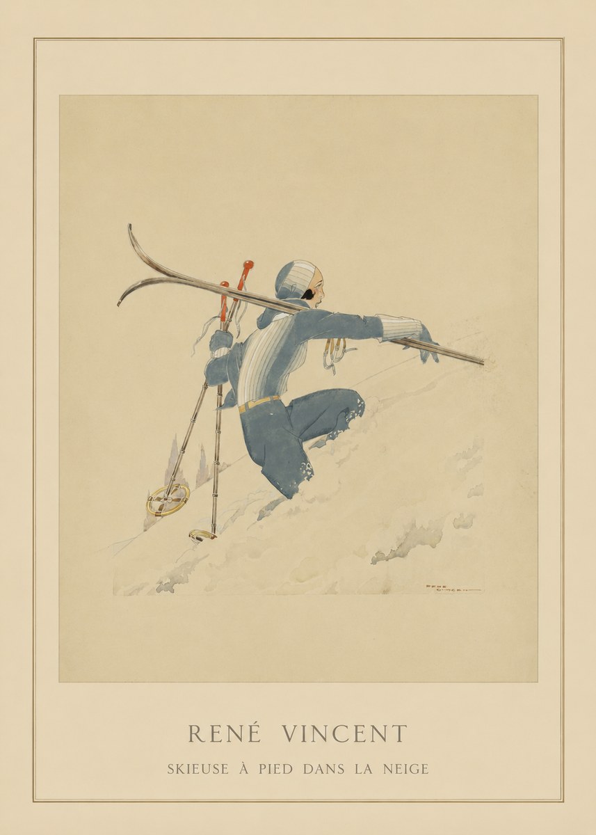 René Vincent Skieuse À Pied Dans La Neige No4 - Poster
