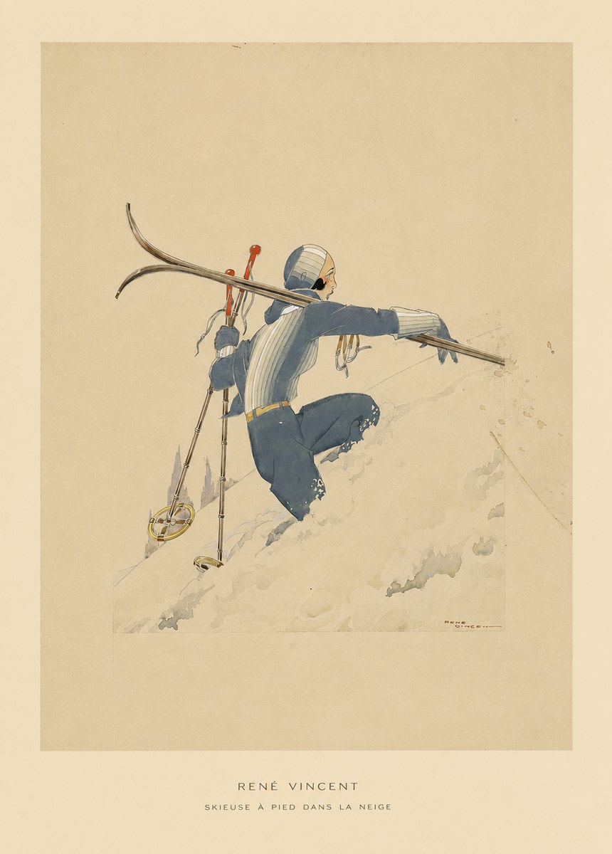 René Vincent Skieuse À Pied Dans La Neige No5 - Poster