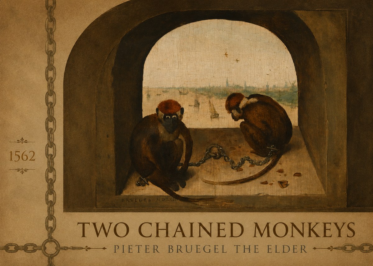 Pieter Bruegel Two Chained Monkeys I No2 - Poster