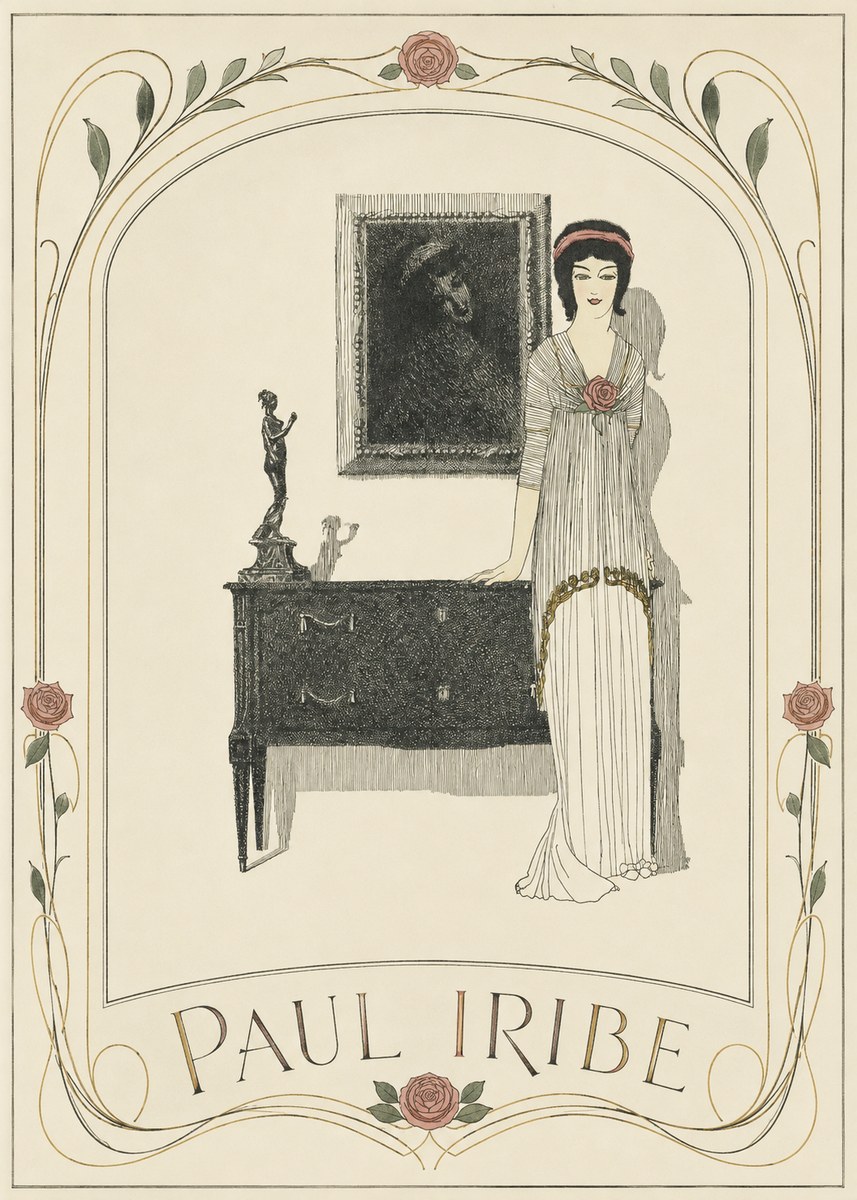 Paul Iribe Elegant Figure in Art Deco Interior No3 - Poster