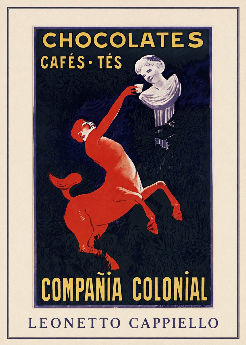 Leonetto Cappiello Chocolates, Cafés, Tés - Compañía Colonial No3 - Poster