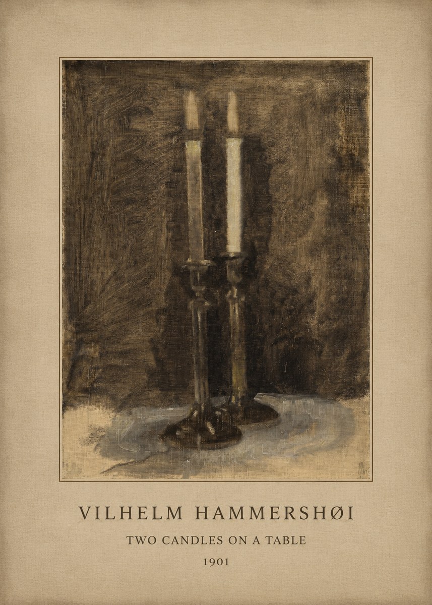 Vilhelm Hammershøi Two Candles on a Table No5 - Poster