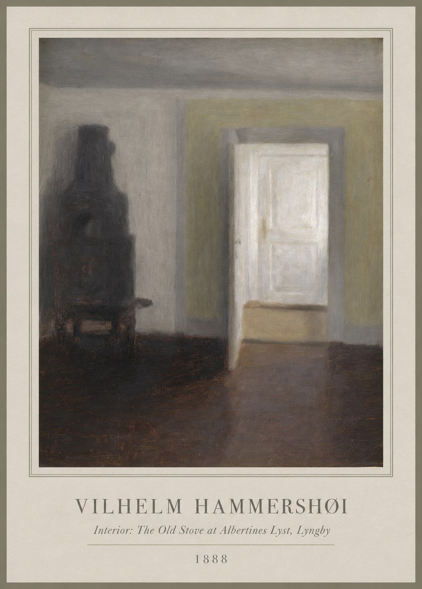 Vilhelm Hammershøi Interior: the Old Stove at Albertines Lyst, Lyngby No1 - Poster
