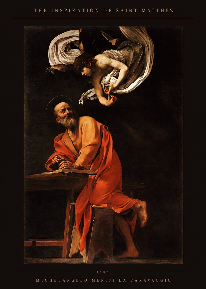 Michelangelo Merisi da Caravaggio The Inspiration of Saint Matthew II No5 - Poster
