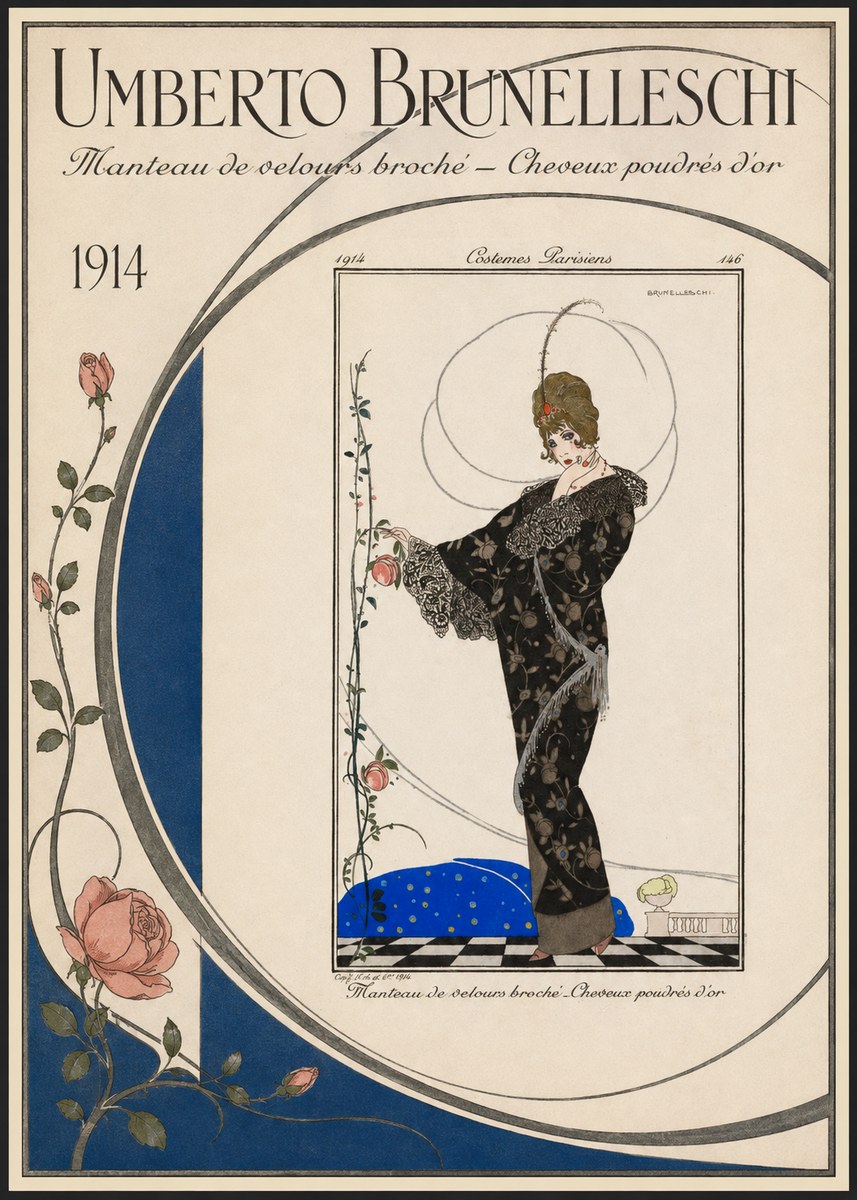 Umberto Brunelleschi Manteau De Velours Broché – Cheveux Poudrés D'or No3 - Poster